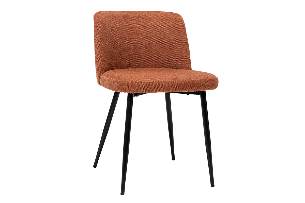 Chaises en tissu effet velours textur� terre br�l�e et m�tal noir (lot de 2) MONTI