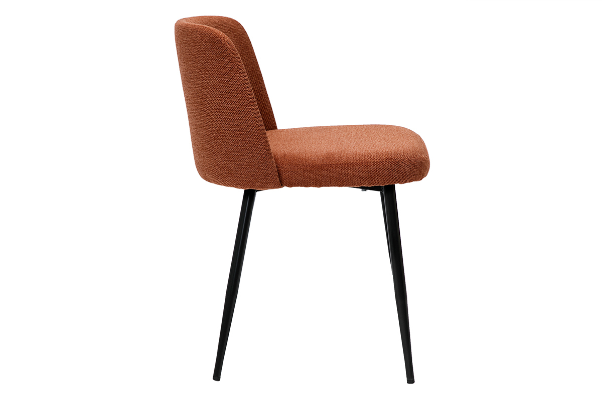 Chaises en tissu effet velours textur� terre br�l�e et m�tal noir (lot de 2) MONTI