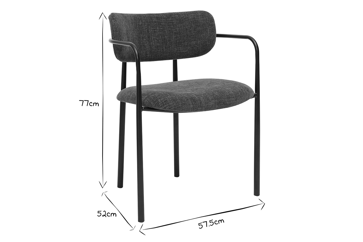 Chaises SWIFT en noir et blanc avec dimensions 77x57,5x52 cm.