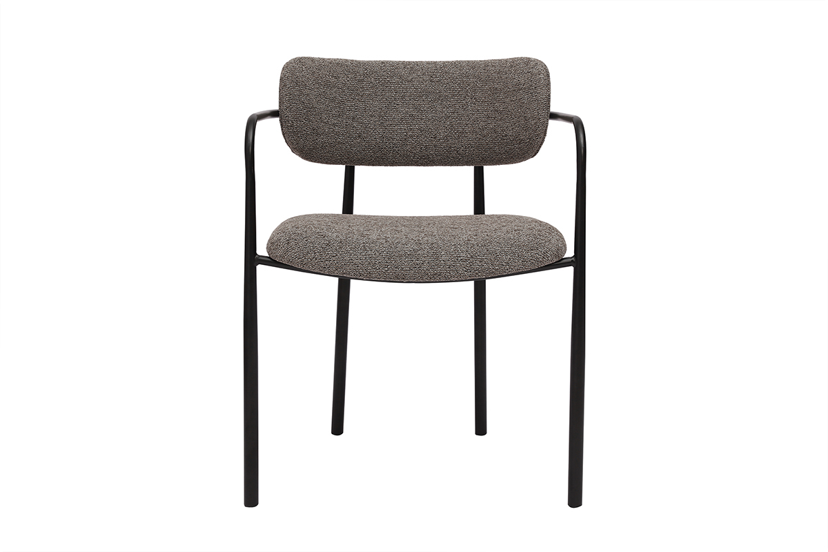 Chaises en tissu textur� taupe et m�tal noir (lot de 2) SWIFT