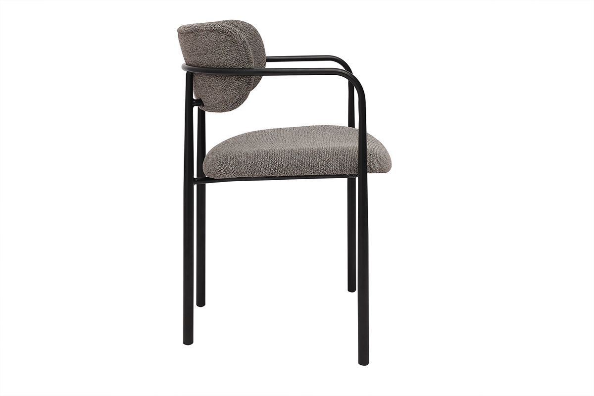Chaises en tissu textur� taupe et m�tal noir (lot de 2) SWIFT