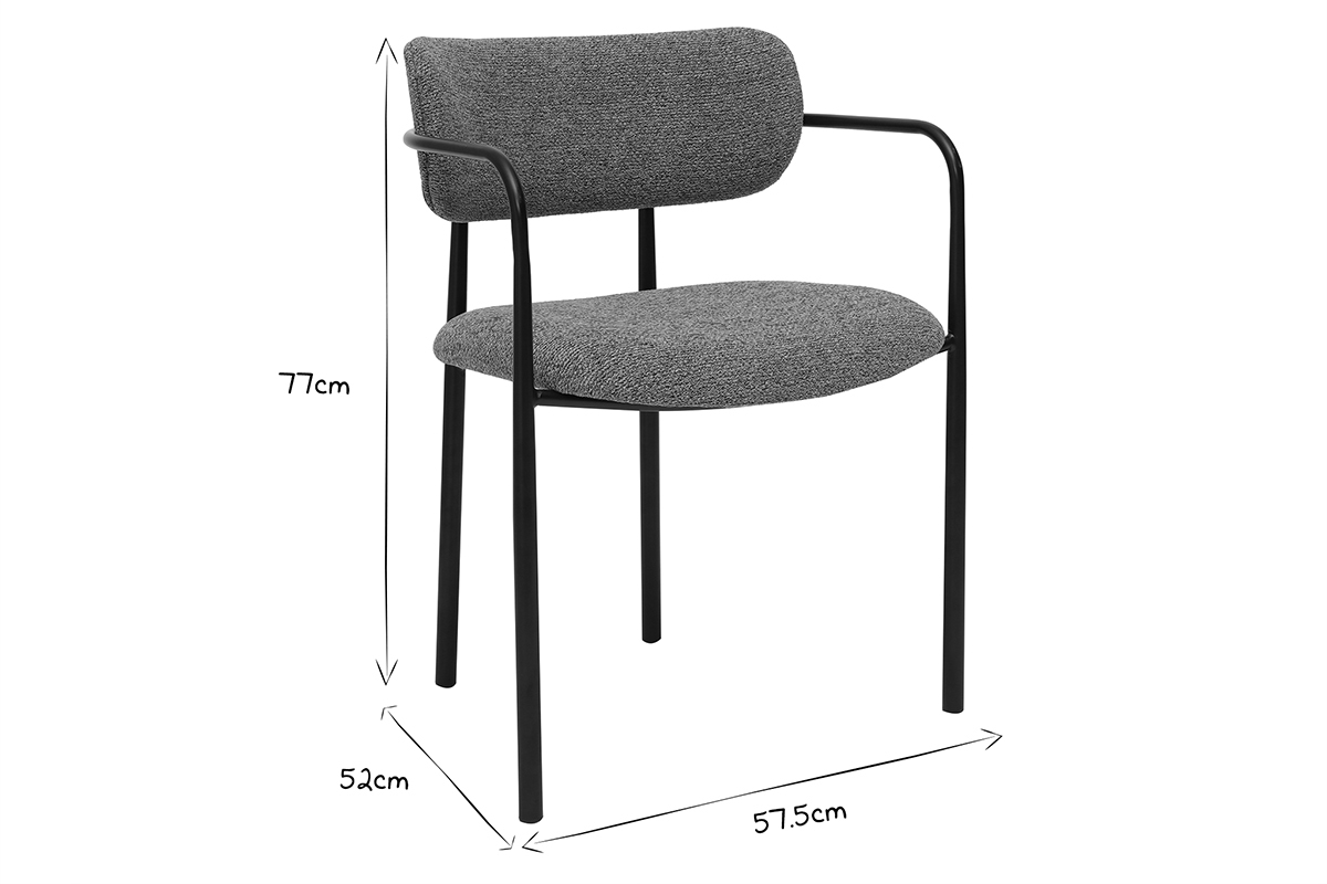 Chaises en tissu textur� taupe et m�tal noir (lot de 2) SWIFT