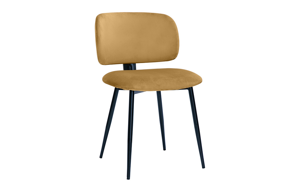 Chaises en tissu velours bronze et m�tal noir (lot de 2) ATRIUM