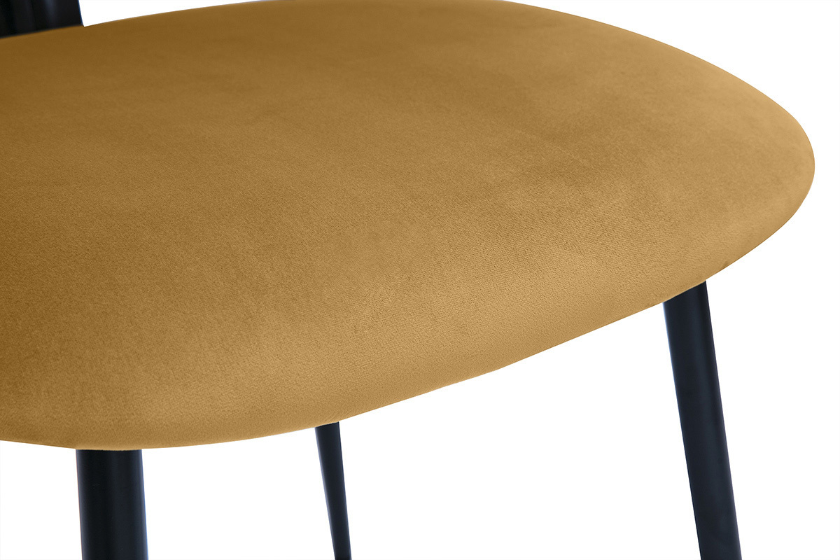 Chaises en tissu velours bronze et m�tal noir (lot de 2) ATRIUM
