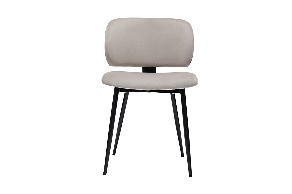 Chaises en tissu velours taupe et m�tal noir (lot de 2) ATRIUM