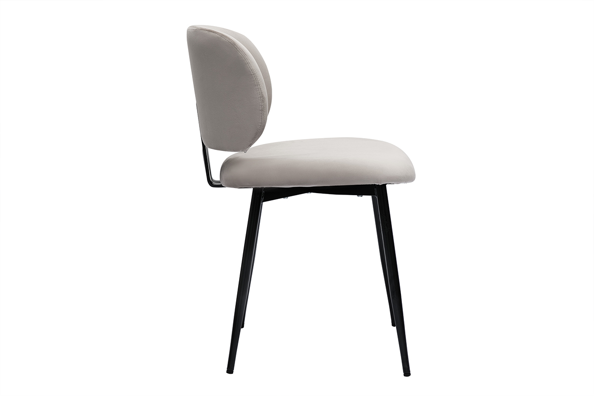 Chaises en tissu velours taupe et m�tal noir (lot de 2) ATRIUM