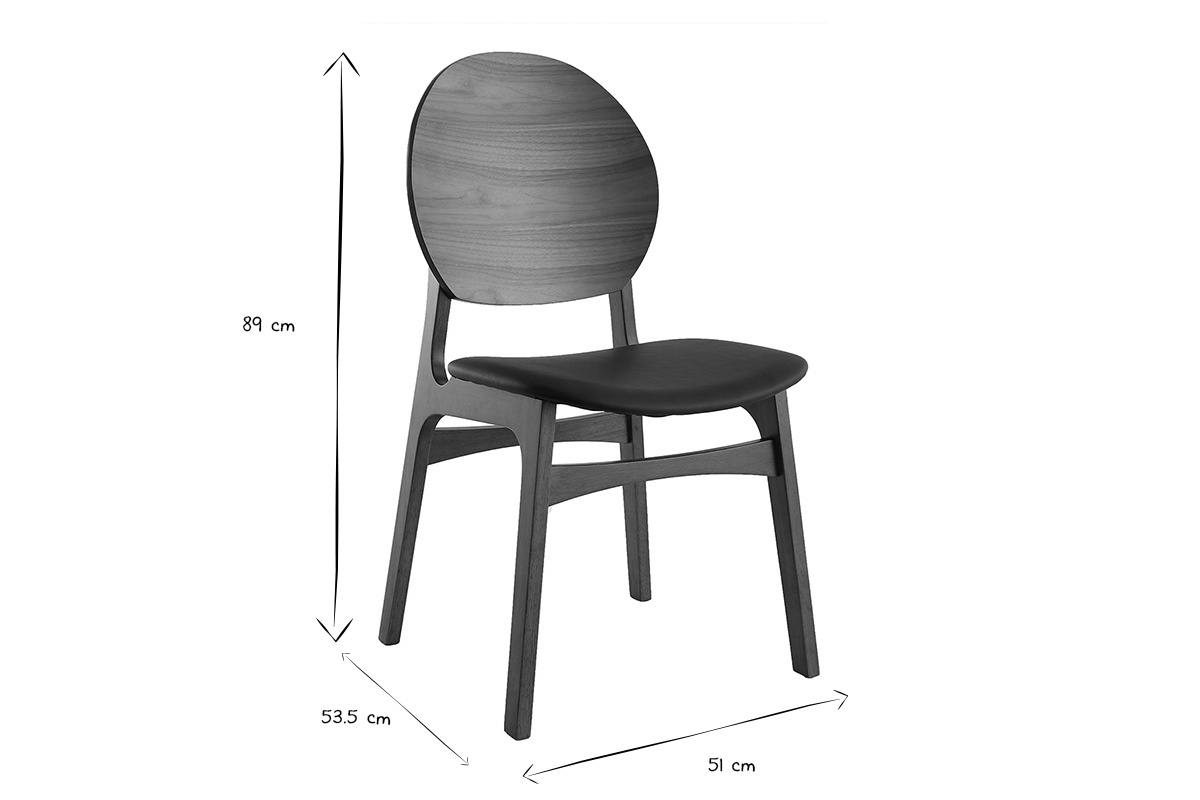 Chaises noires et bois fonc� (lot de 2) ELTON
