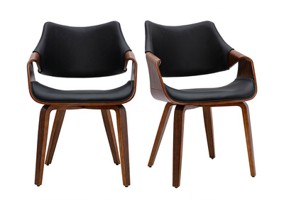 Chaises noires et bois fonc&eacute; noyer (lot de 2) SEVAN