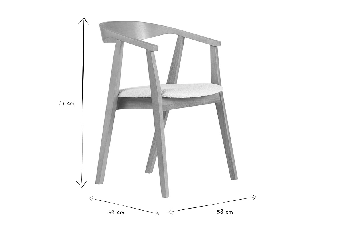 Chaises scandinaves bois clair et tissu effet laine boucl�e blanc (lot de 2) BAHIA