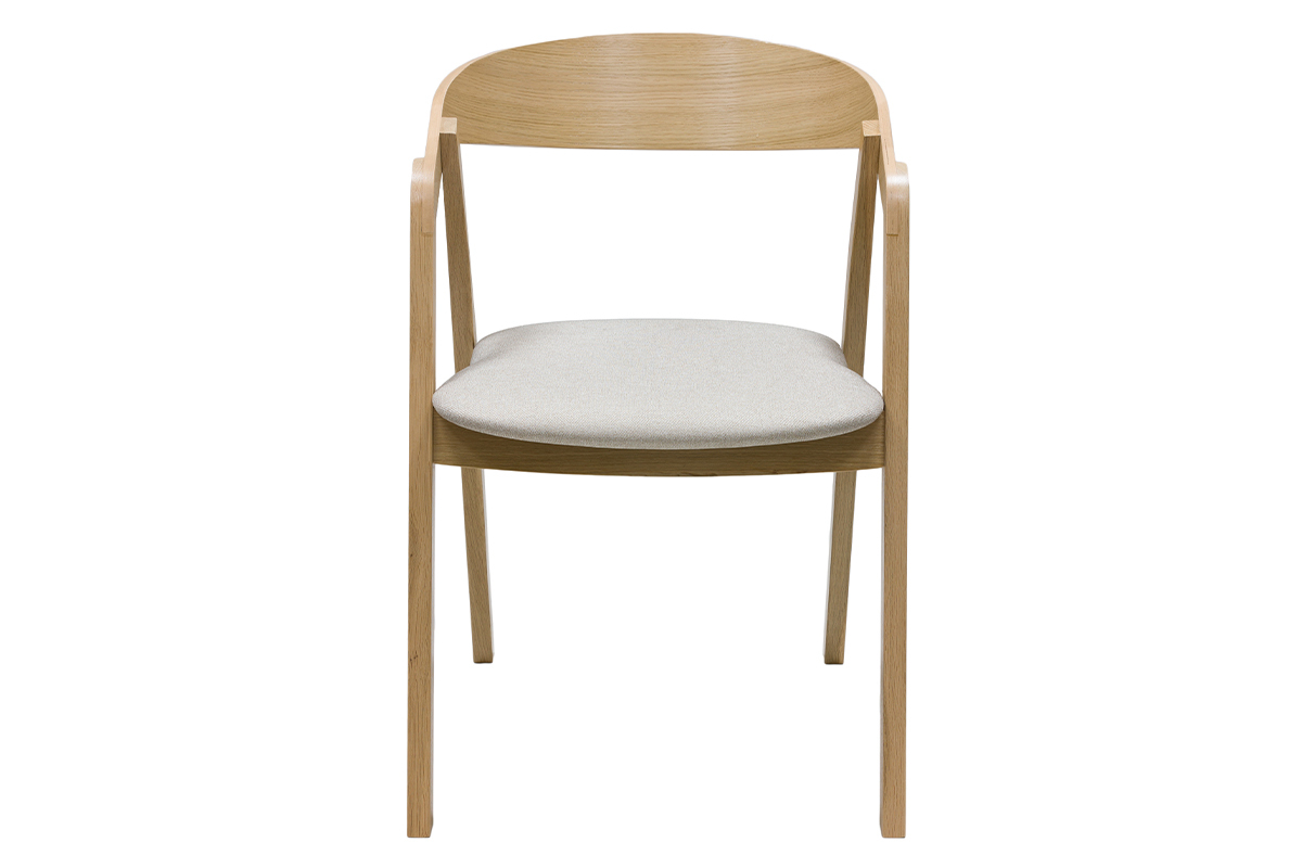 Chaises scandinaves empilables en bois clair ch�ne et tissu beige (lot de 2) LOVA