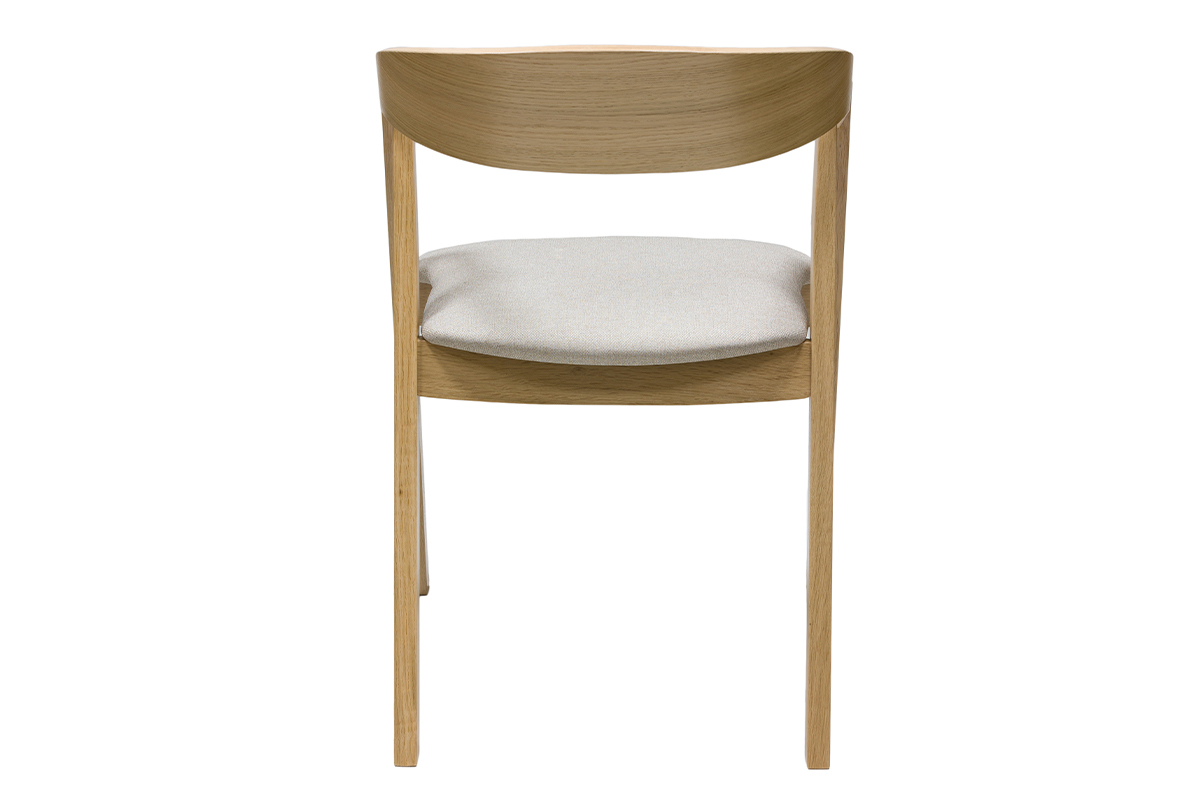 Chaises scandinaves empilables en bois clair ch�ne et tissu beige (lot de 2) LOVA