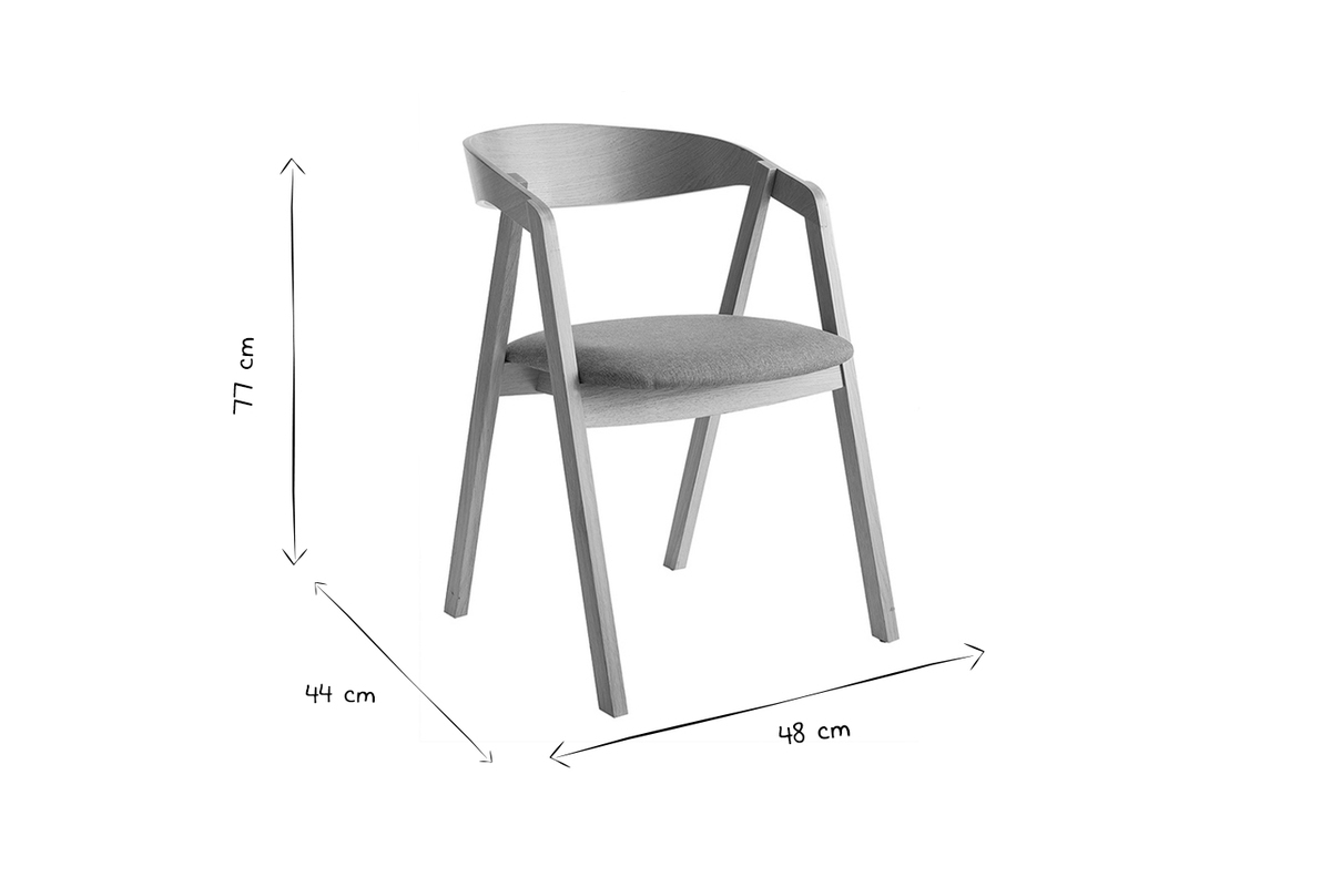 Chaises scandinaves empilables en bois clair ch�ne et tissu beige (lot de 2) LOVA