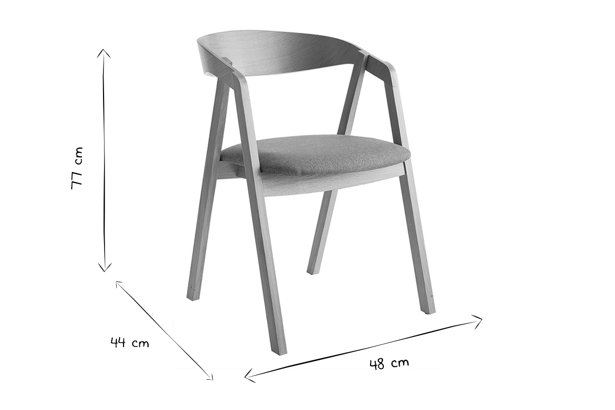 Chaises scandinaves empilables en bois clair ch�ne et tissu effet laine boucl�e blanc cass� (lot de 2) LOVA