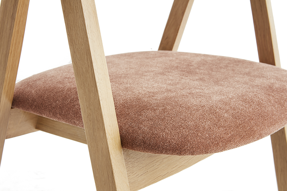 Chaises scandinaves empilables en bois clair ch�ne et tissu effet velours terre br�l�e (lot de 2) LOVA