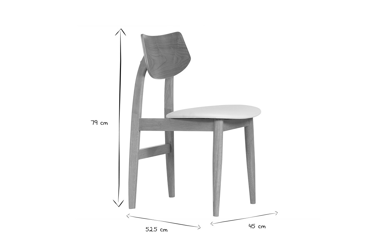 Chaise scandinave ELION en noir et blanc, dimensions 79x52.5x45 cm, vue de profil.