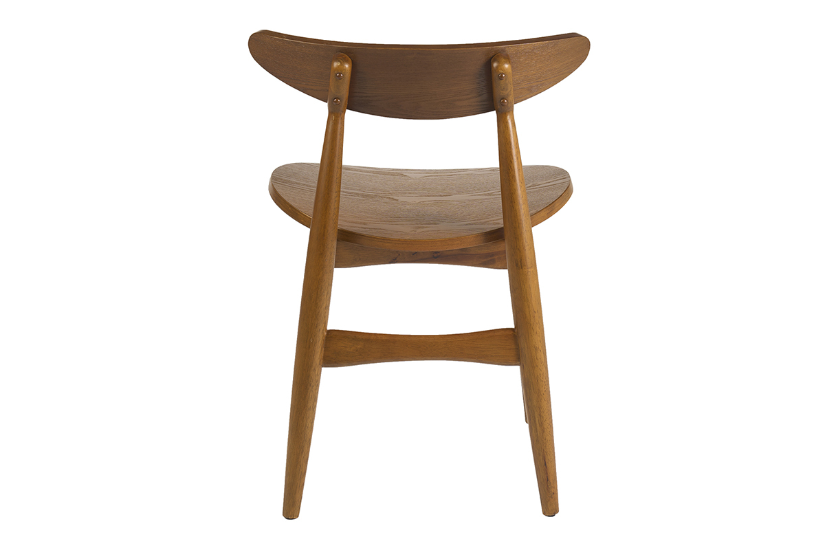 Chaise scandinave en bois fonc� fr�ne vue de dos, design �pur� et ergonomique.