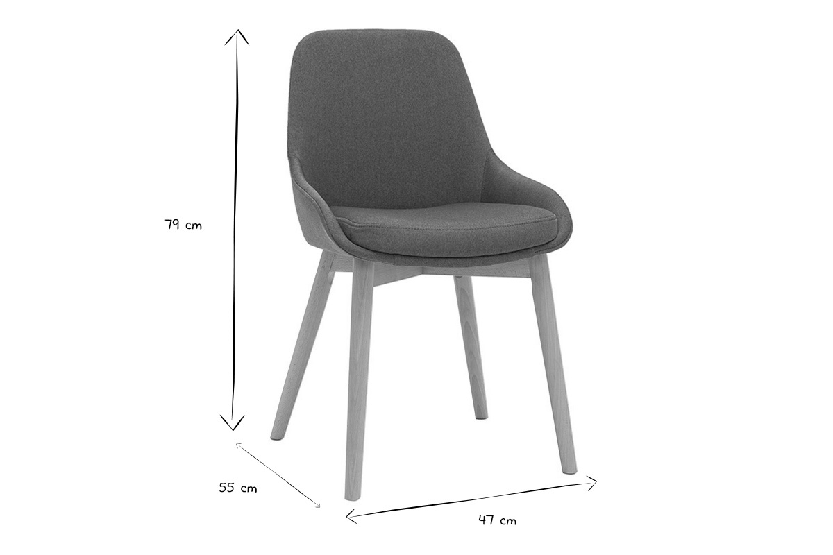 Chaises scandinaves en tissu bleu canard et bois clair massif (lot de 2) HOLO