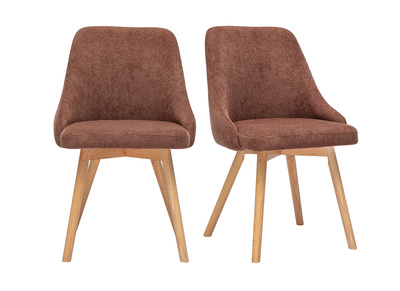 Chaises scandinaves en tissu chenille terre br&ucirc;l&eacute;e et bois clair (lot de 2) HASTA