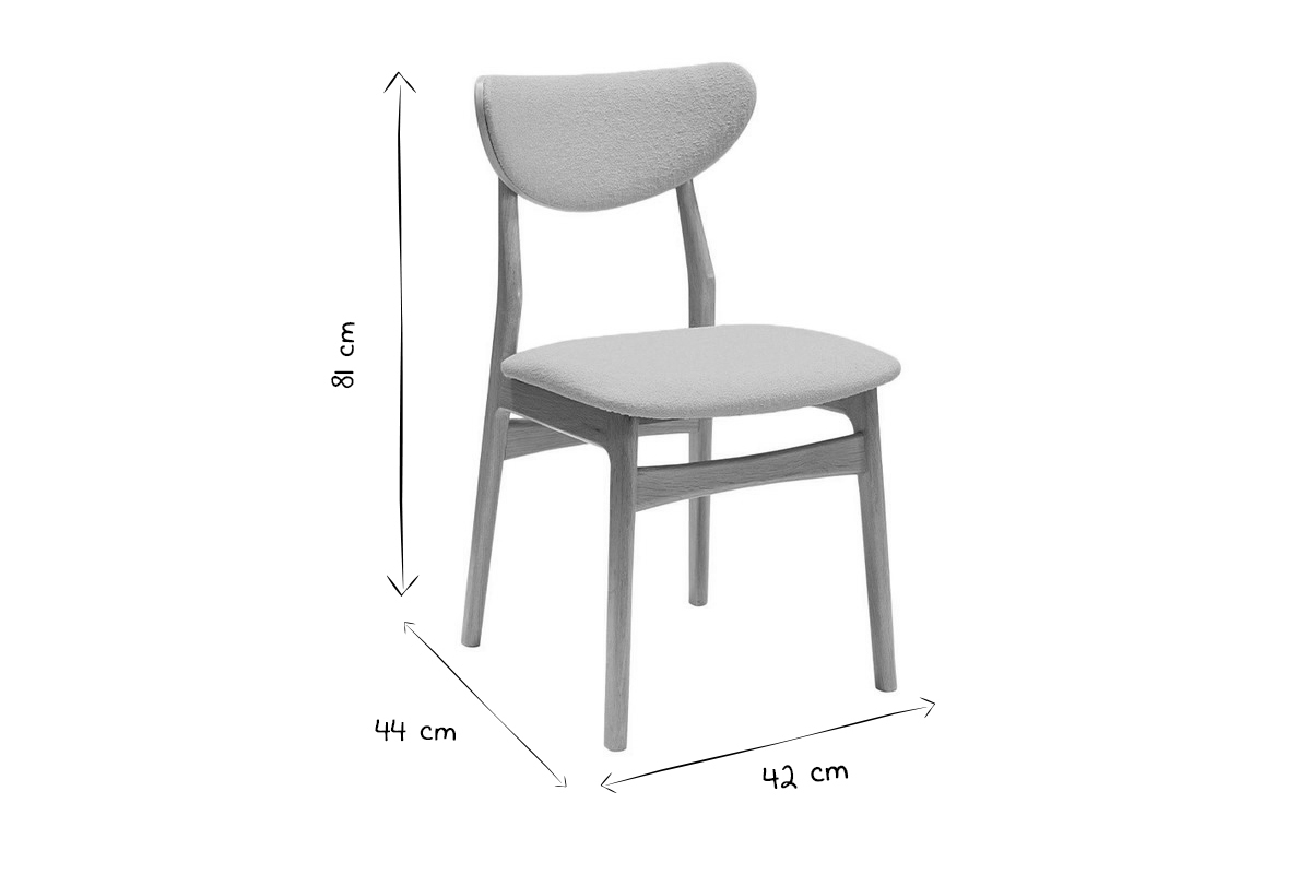 Chaises scandinaves en tissu effet laine boucl�e beige et bois clair ch�ne massif (lot de 2) MAYA