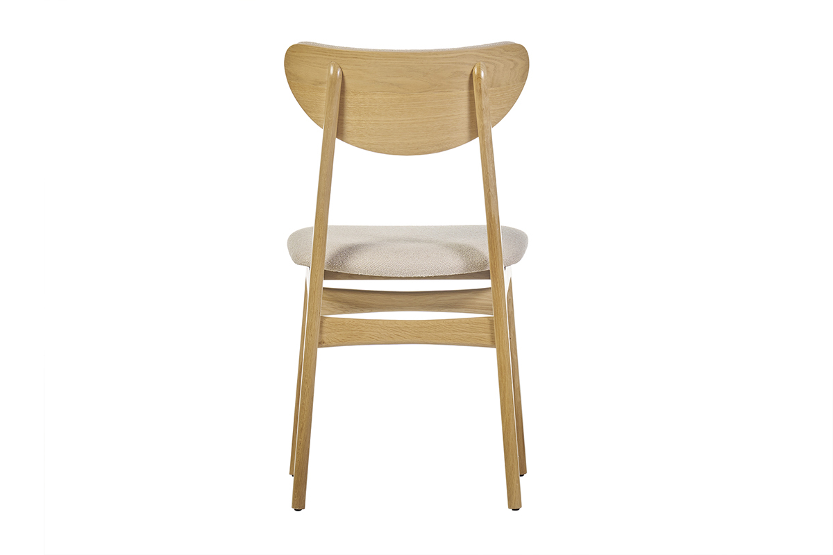 Chaises scandinaves en tissu effet laine boucl�e beige et bois clair ch�ne massif (lot de 2) MAYA