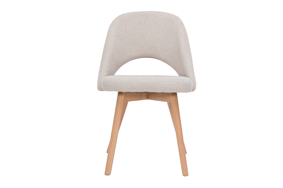 Chaises scandinaves en tissu effet velours textur� beige et bois clair (lot de 2) COSETTE