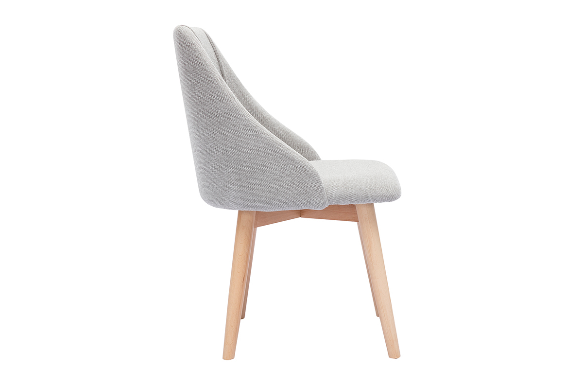 Chaises scandinaves en tissu effet velours textur� gris clair et bois clair (lot de 2) HIGGINS