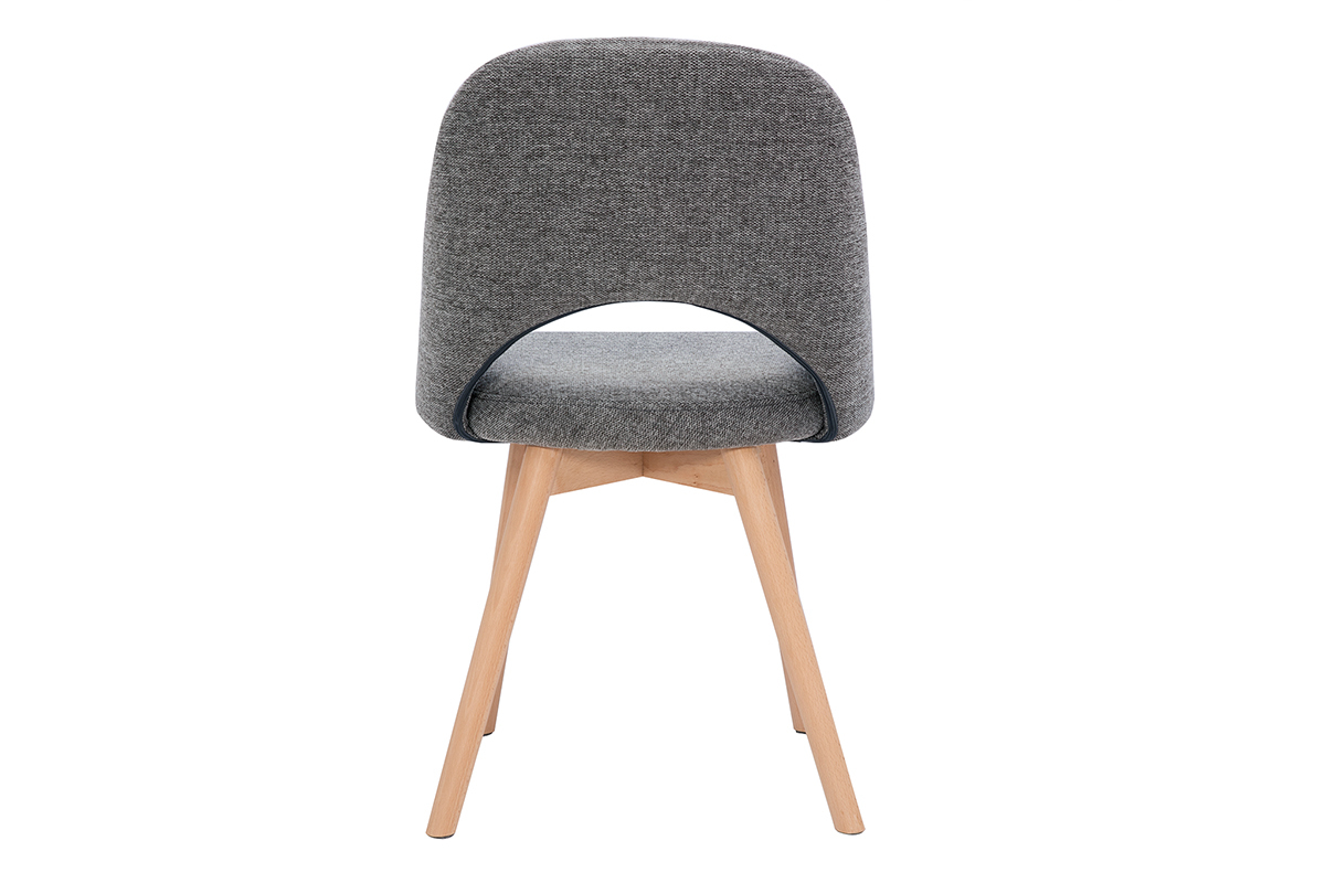 Chaises scandinaves en tissu effet velours textur� gris et bois clair (lot de 2) COSETTE
