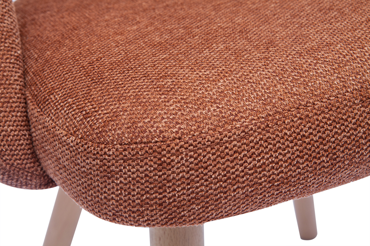 Chaises scandinaves en tissu effet velours textur� terre br�l�e et bois clair (lot de 2) COSETTE
