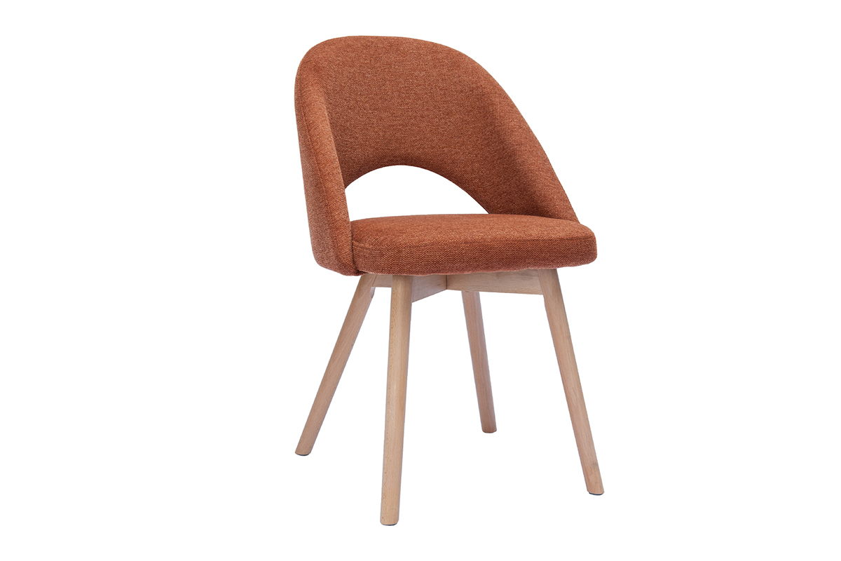 Chaises scandinaves en tissu effet velours textur� terre br�l�e et bois clair (lot de 2) COSETTE
