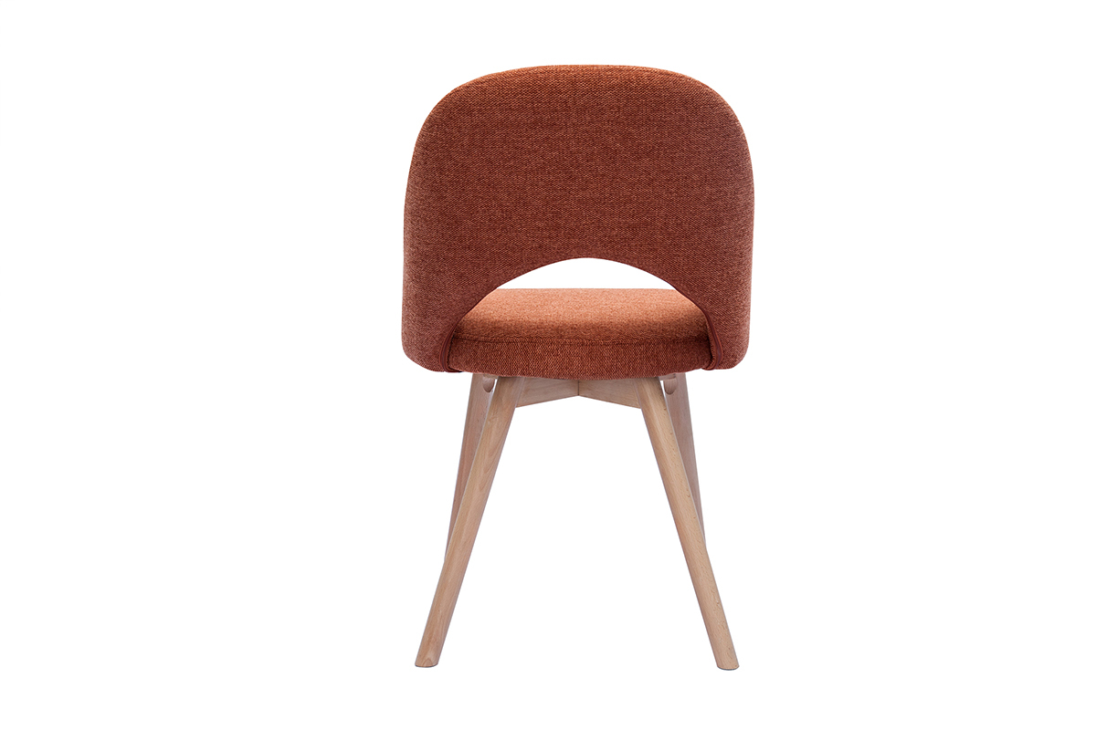 Chaises scandinaves en tissu effet velours textur� terre br�l�e et bois clair (lot de 2) COSETTE