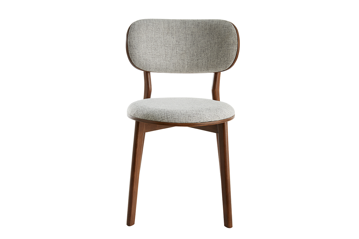 Chaises scandinaves en tissu gris clair et bois fonc� noyer (lot de 2) FAUVETTE