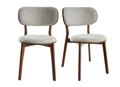 Chaises scandinaves en tissu gris clair et bois fonc&eacute; noyer (lot de 2) FAUVETTE
