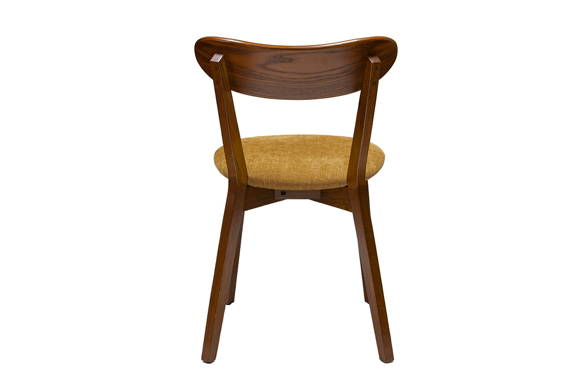Chaises vintage bois fonc� ch�ne et tissu effet velours jaune moutarde (lot de 2) DOVE