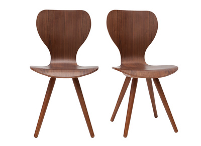 Chaises vintage bois fonc&eacute; noyer (lot de 2) NORDECO