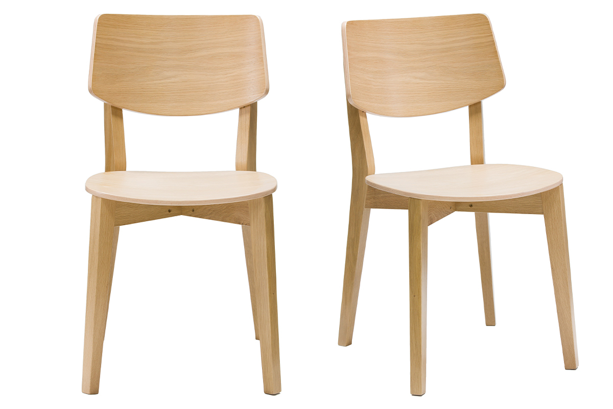 Chaises vintage en bois clair ch�ne (lot de 2) AVEA