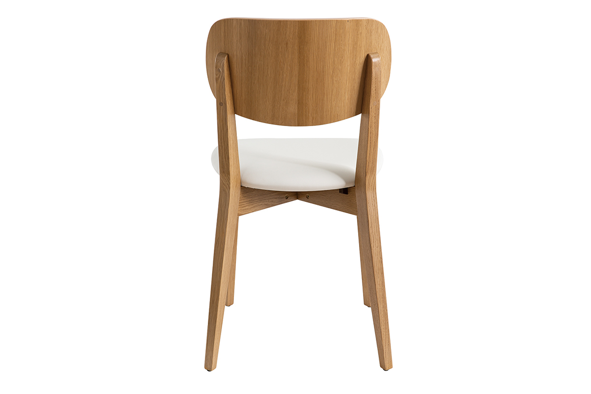 Chaise LUCIA en bois clair ch�ne et assise blanche, vue de dos