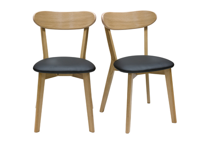 Chaises vintage en bois clair ch&ecirc;ne et noir (lot de 2) DOVE