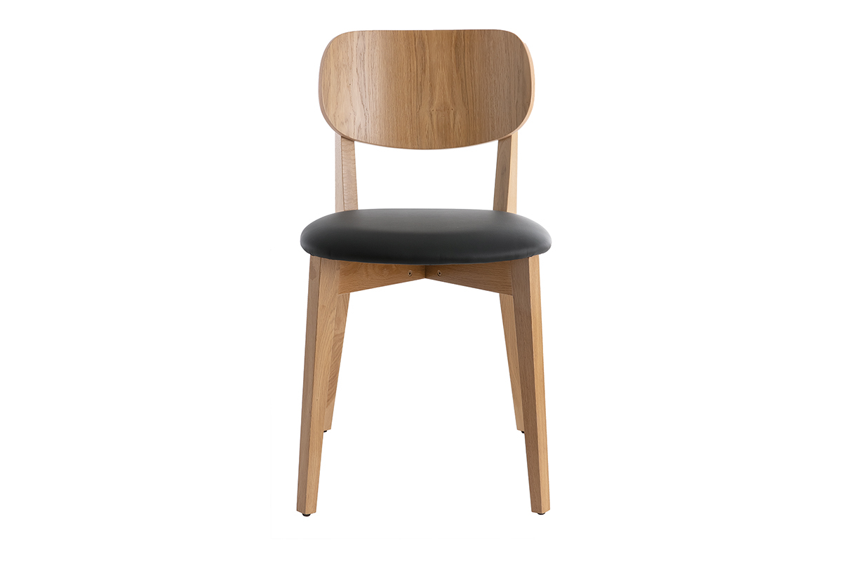 Chaises vintage en bois clair ch�ne et noir (lot de 2) LUCIA