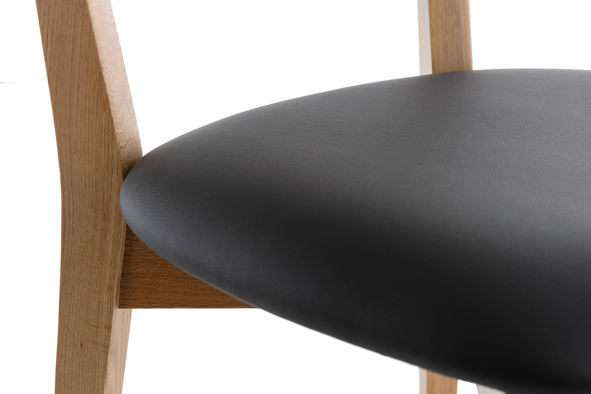 Chaises vintage en bois clair ch�ne et noir (lot de 2) LUCIA