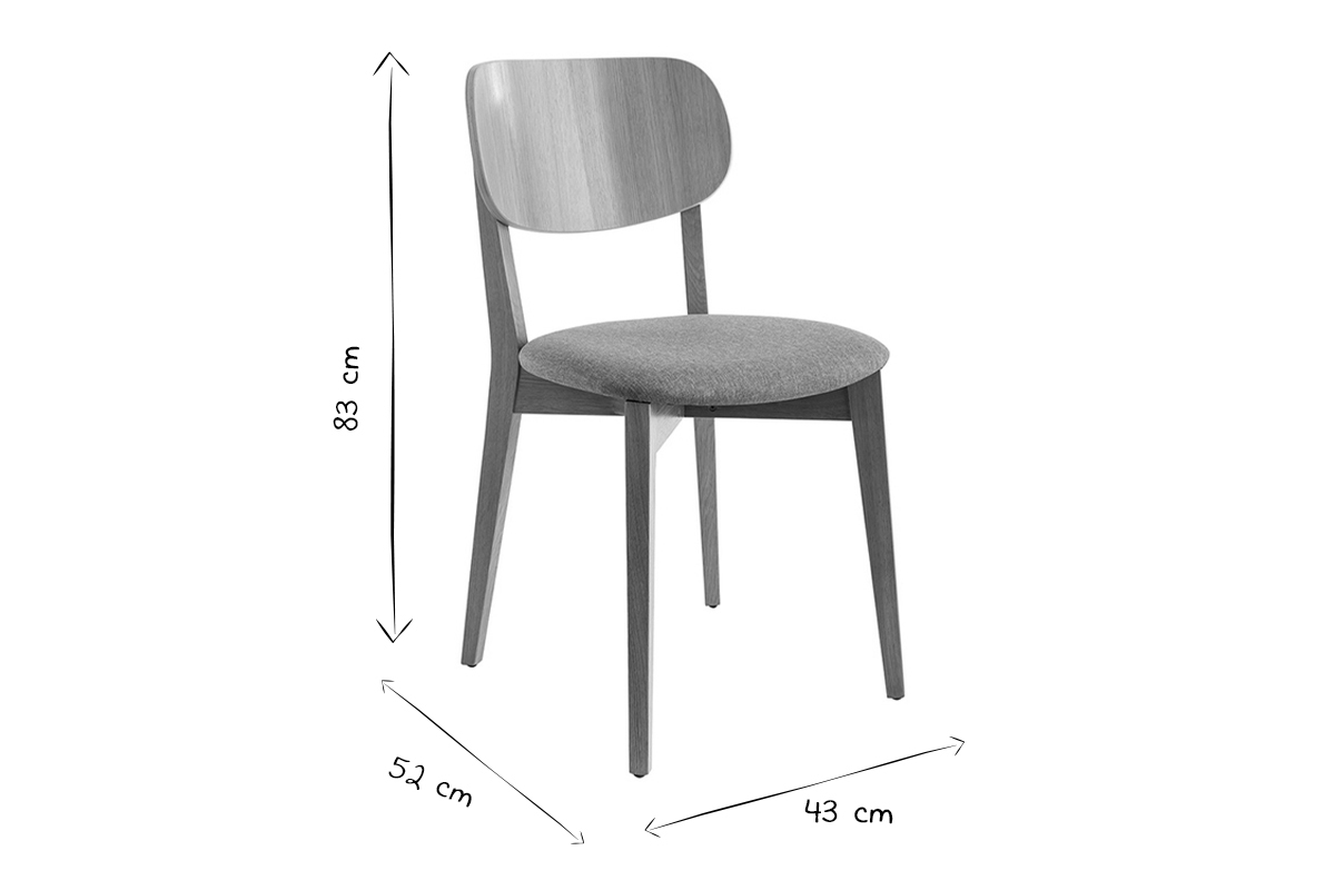 Chaises vintage en bois clair ch�ne et noir (lot de 2) LUCIA