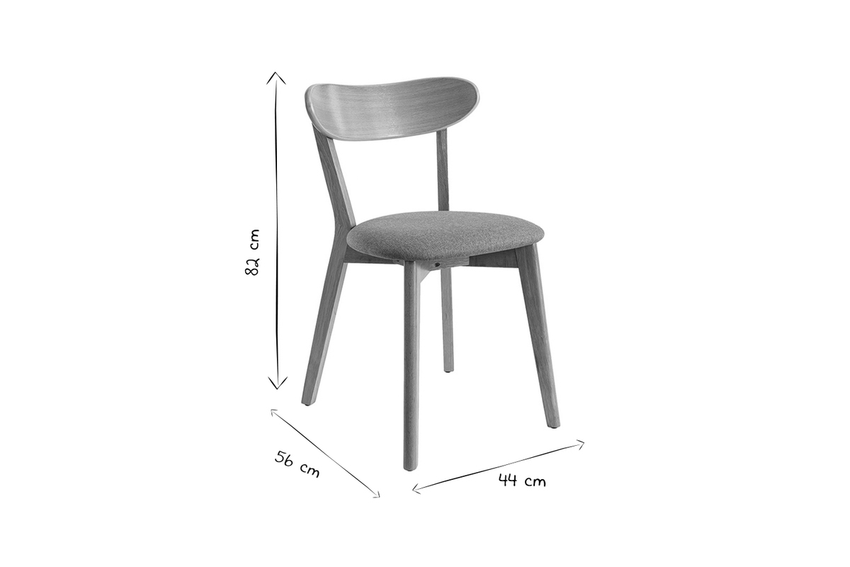 Chaises vintage en bois clair ch�ne et tissu beige (lot de 2) DOVE