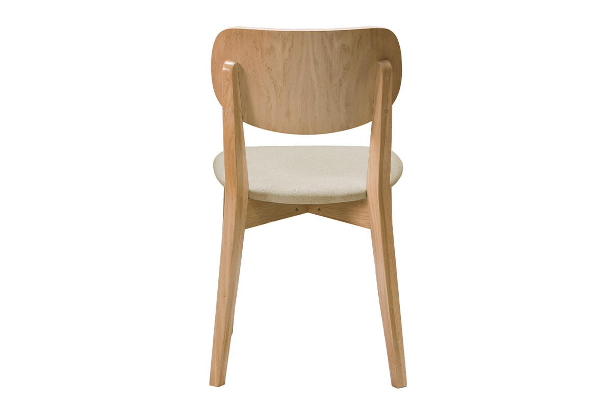 Chaises vintage en bois clair ch�ne et tissu beige (lot de 2) LUCIA