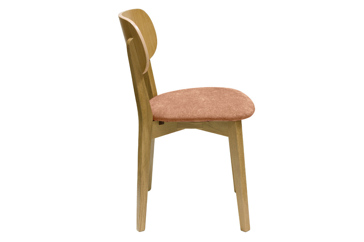 Chaises vintage en bois clair ch�ne et tissu effet velours terracotta (lot de 2) LUCIA