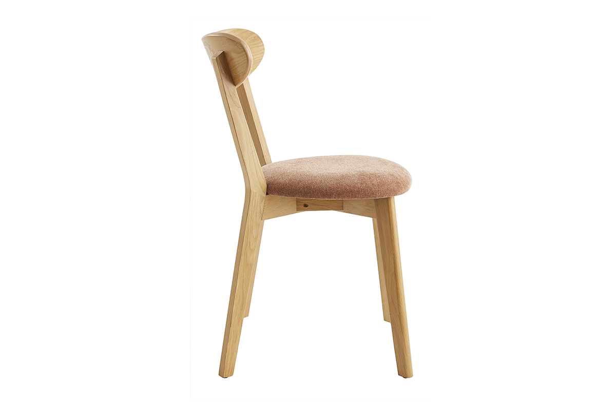 Chaises vintage en bois clair ch�ne et tissu effet velours terre br�l�e (lot de 2) DOVE
