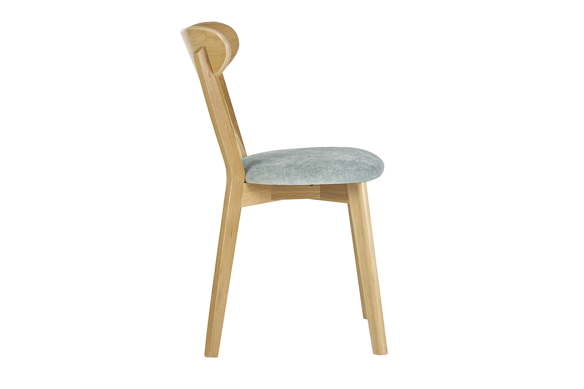 Chaises vintage en bois clair ch�ne et tissu effet velours vert c�ladon (lot de 2) DOVE