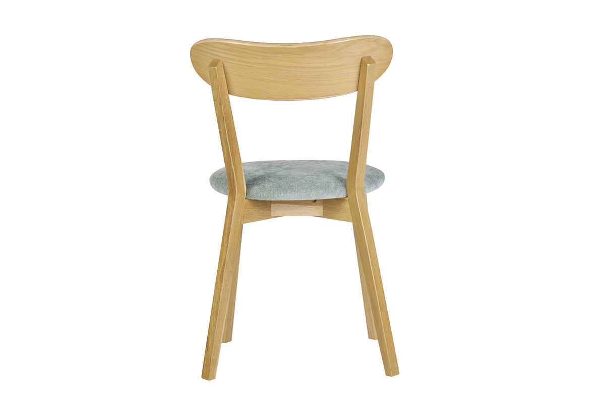 Chaises vintage en bois clair ch�ne et tissu effet velours vert c�ladon (lot de 2) DOVE