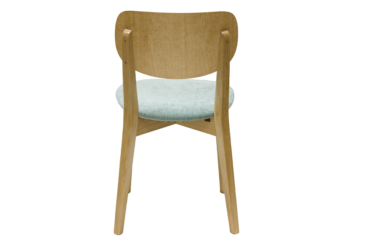 Chaises vintage en bois clair ch�ne et tissu effet velours vert c�ladon (lot de 2) LUCIA