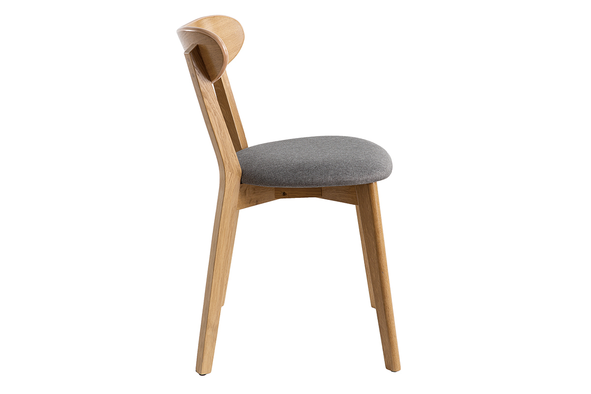 Chaises vintage en bois clair ch�ne et tissu gris (lot de 2) DOVE