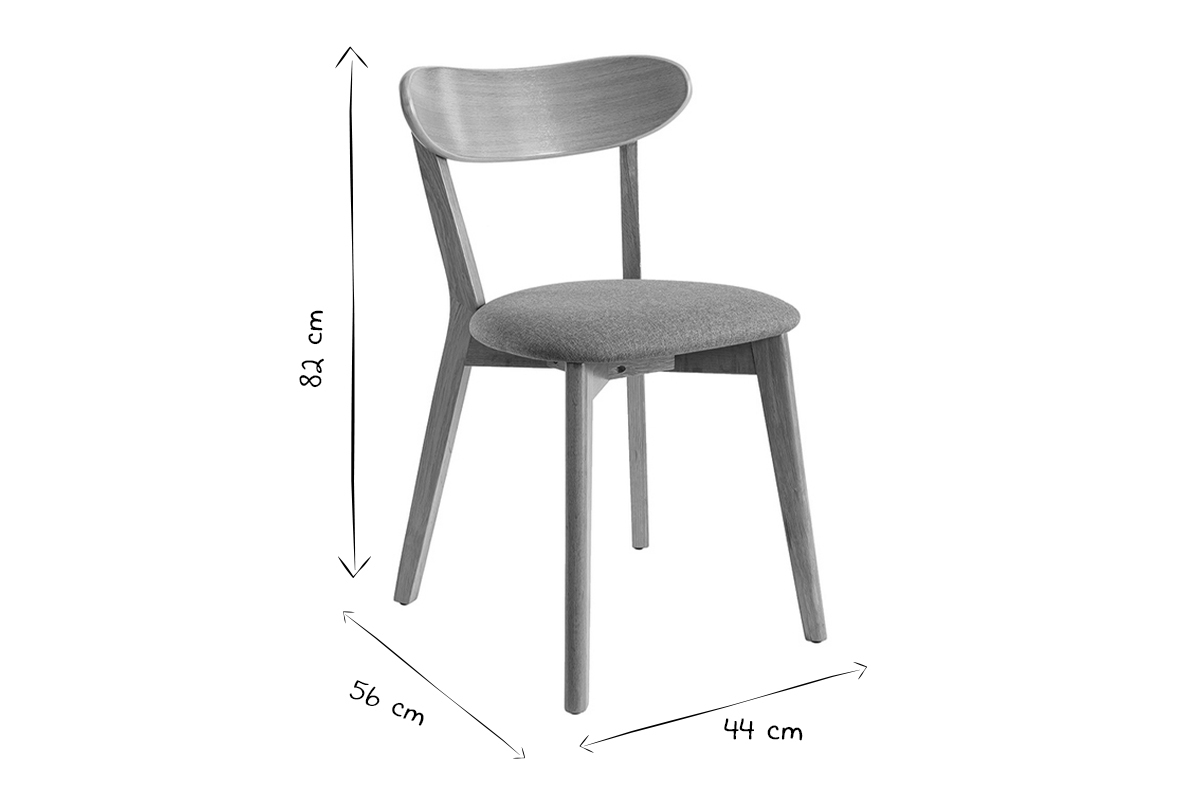 Chaises vintage en bois clair ch�ne et tissu gris (lot de 2) DOVE