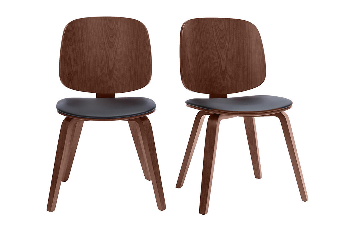 Chaises vintage en bois fonc� et noir (lot de 2) BECK